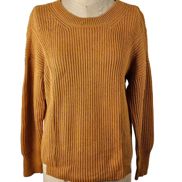 Cabi golden brown boat neck rib knit pullover sweater Small - Picture 1 of 9